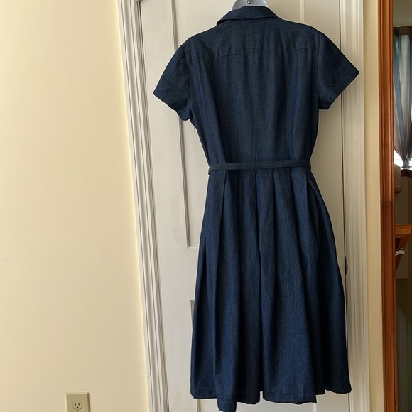 Talbots Cotton Shirtdress Denim Blue Women’s 8 Short Sleeves Western Classic - Picture 6 of 16